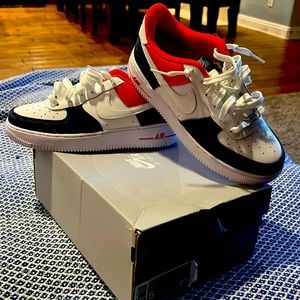 Never worn Nike Air Force One Sneakers size 6. Red white,blue colors.